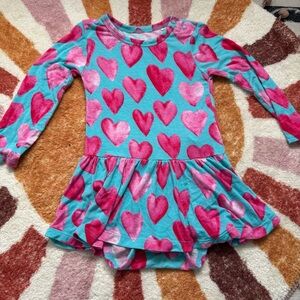 Posh Peanut Long‎ Sleeve Twirl Skirt Bodysuit - Queen of Hearts 12-18 Bamboo